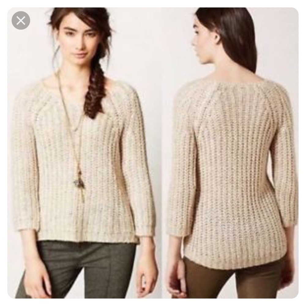 Anthropologie Knitted & Knotted Sunstitch Sweater
